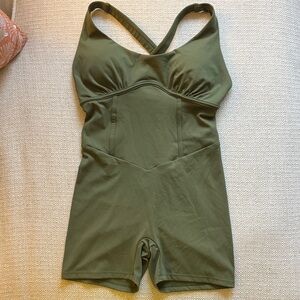 Olive Green Women's Fitness Bodysuit Romper